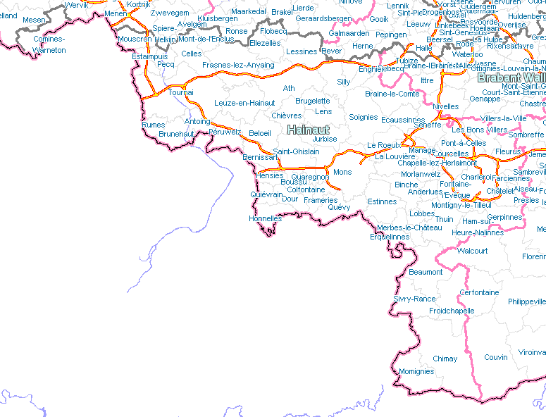 Mapa contendo todos os parques de estacionamento na Henegouwen