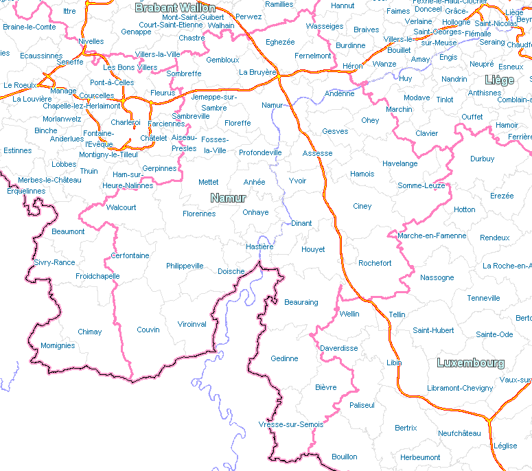 Mappa contenenti tutti i aree di sosta per camper in Namen