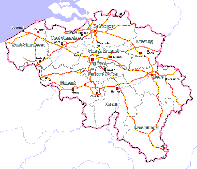 Mapa da Bélgica